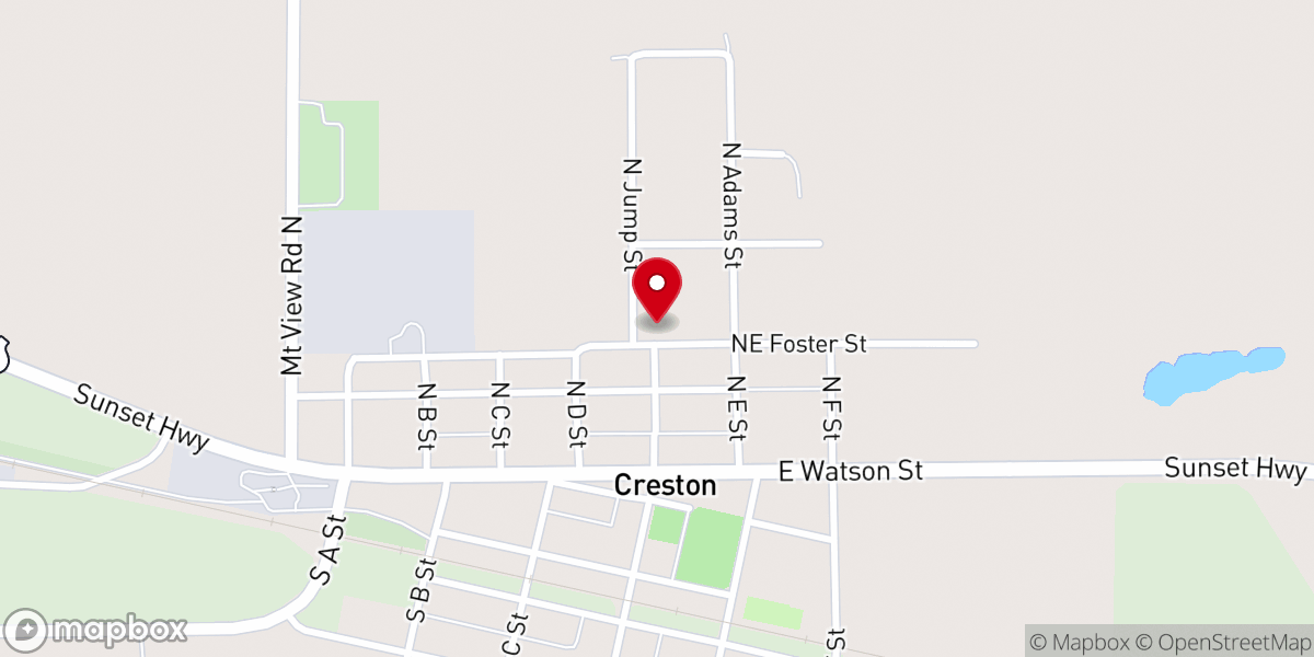 Map showing location of Creston Christian Church