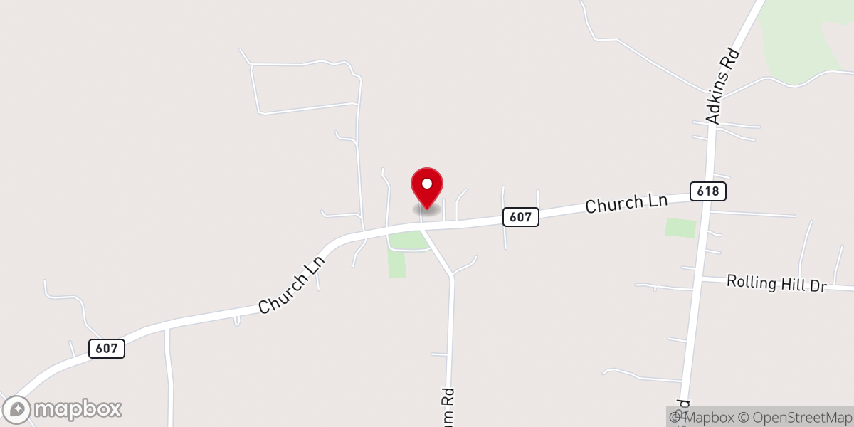 Map showing location of Little Elam Baptist Church
