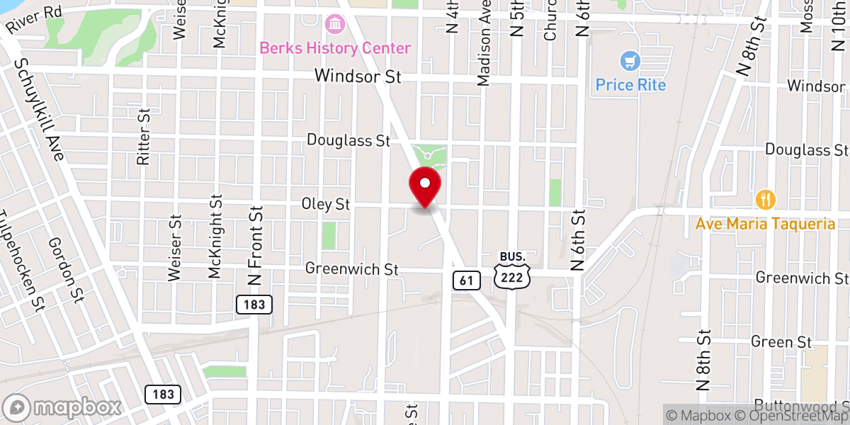 Map showing location of Calvary United Church of Christ
