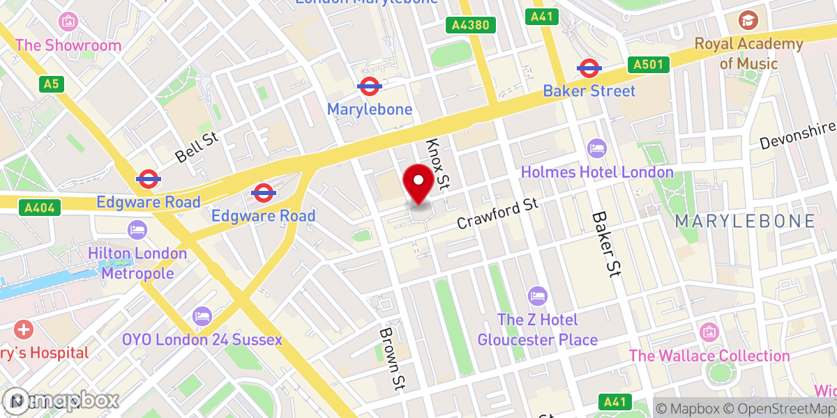Map showing location of St Mary's Church, Bryanston Square