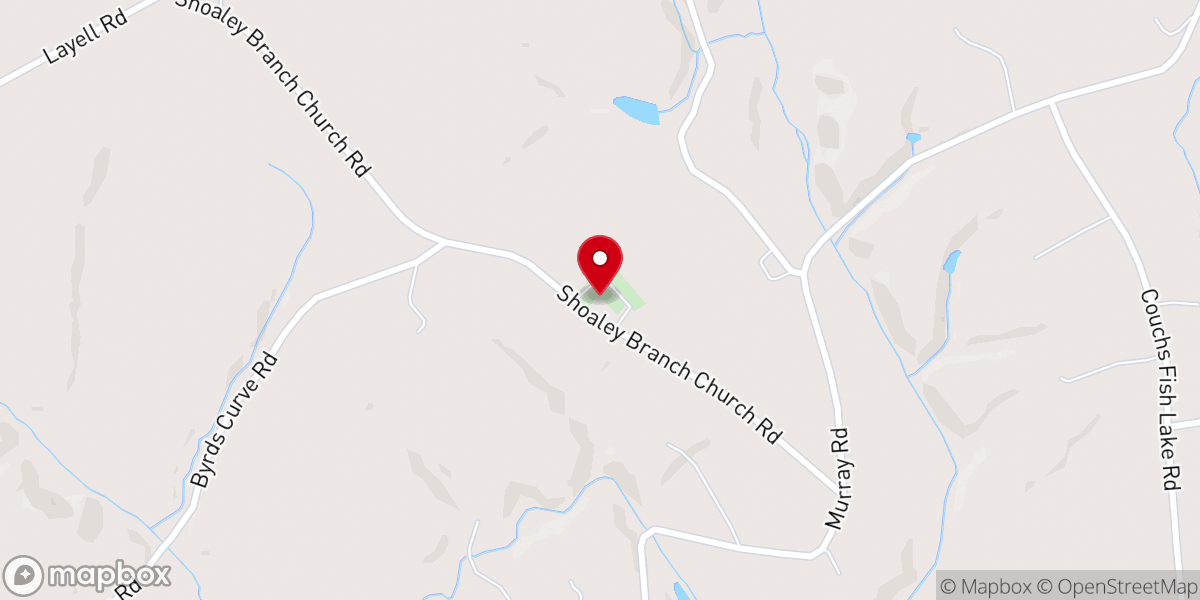Map showing location of Shoaly Branch Baptist Church