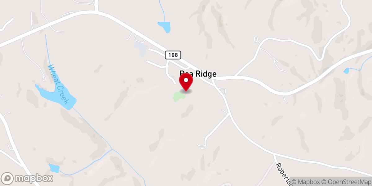 Map showing location of Pea Ridge Baptist Church