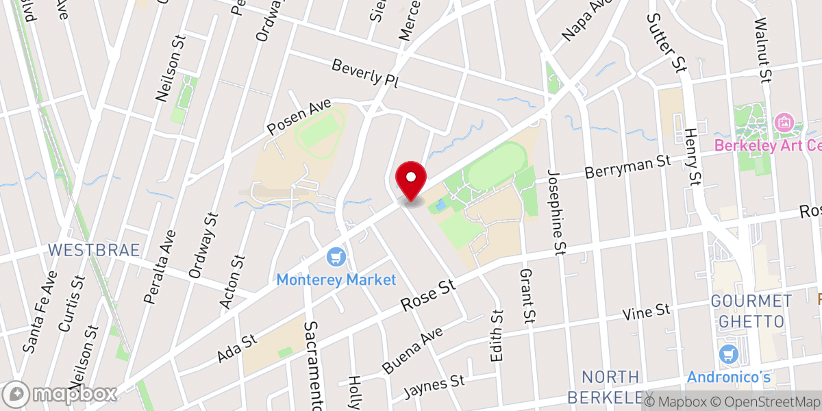 Map showing location of Berkeley Covenant Church