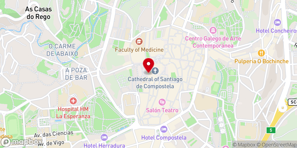 Map showing location of Museo Catedral de Santiago