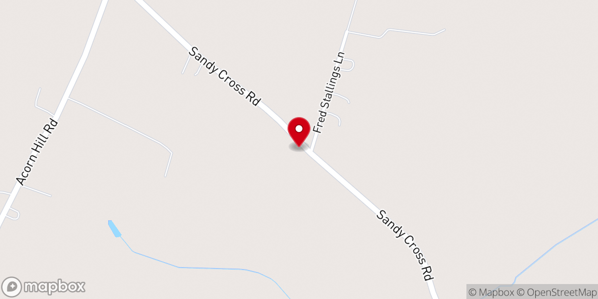 Map showing location of Sandy Cross Baptist Church