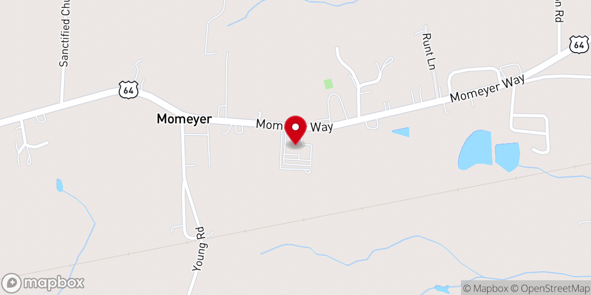 Map showing location of Momeyer Baptist Church