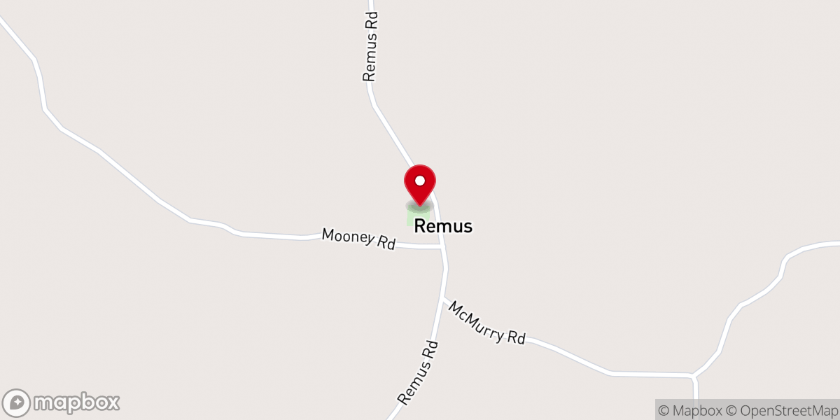 Map showing location of Remus Baptist Church
