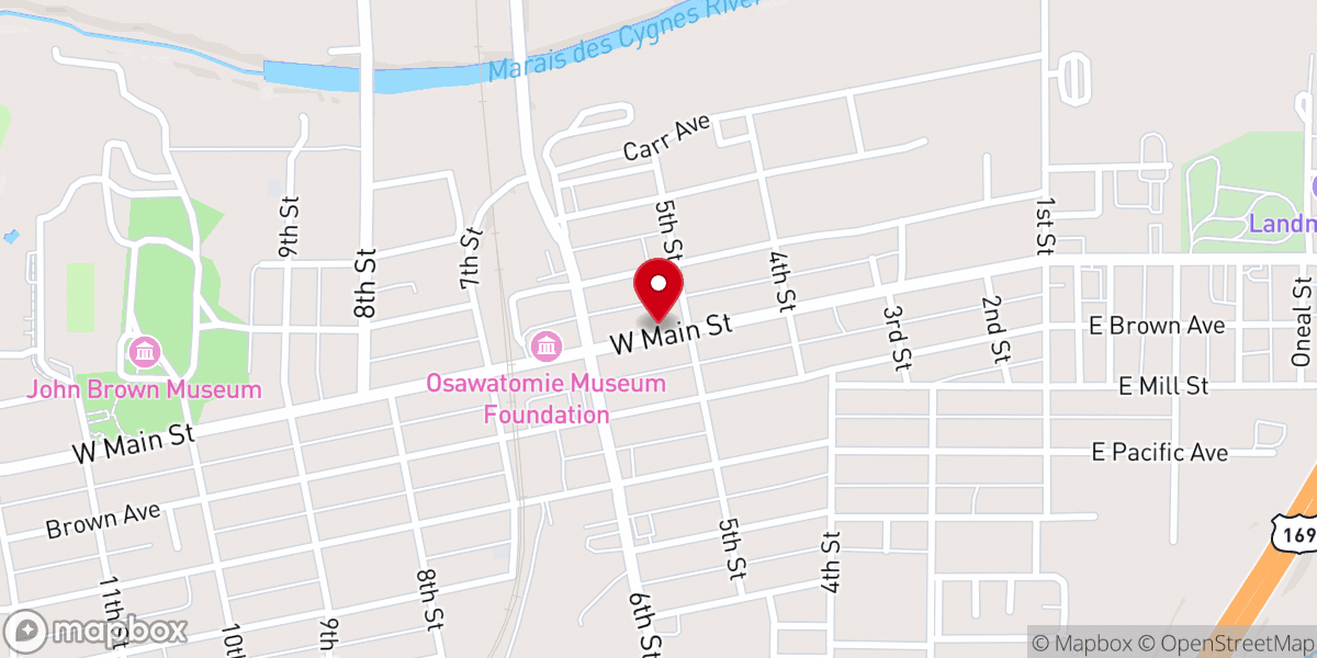 Map showing location of Donna & Viola's Shirts Etc