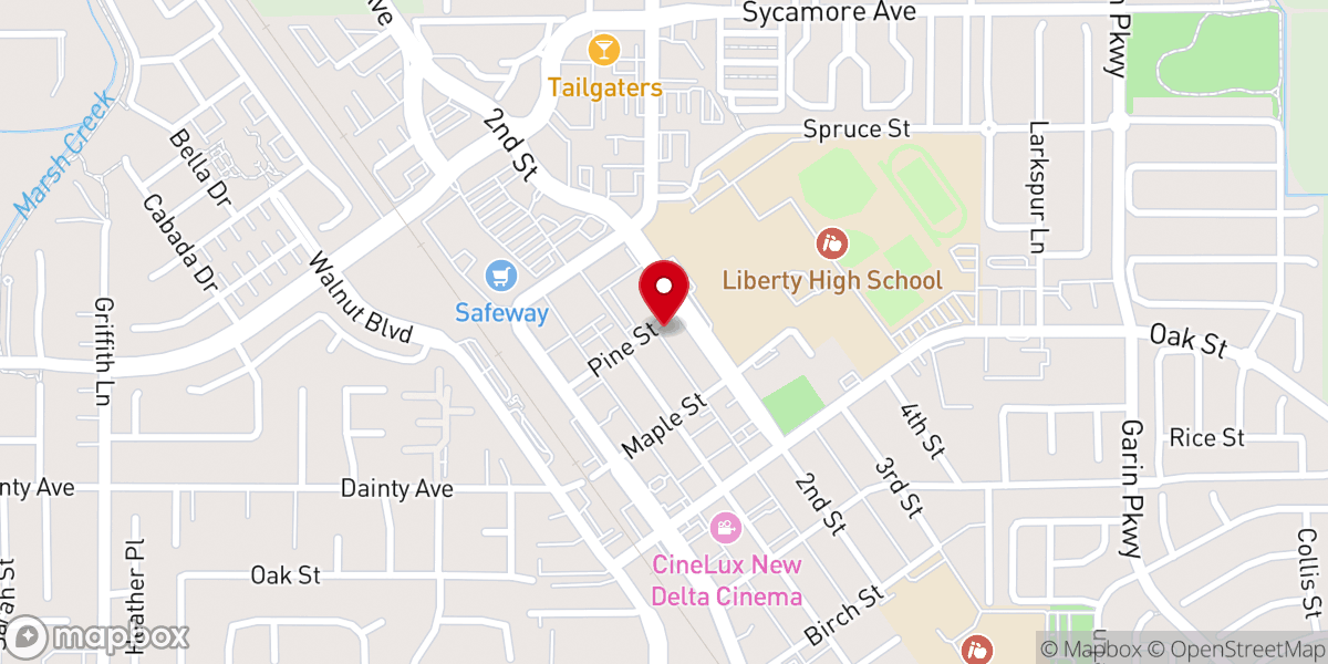 Map showing location of HOPE House (food bank & free clothes, etc): A Ministry of Brentwood Community United Methodist Church