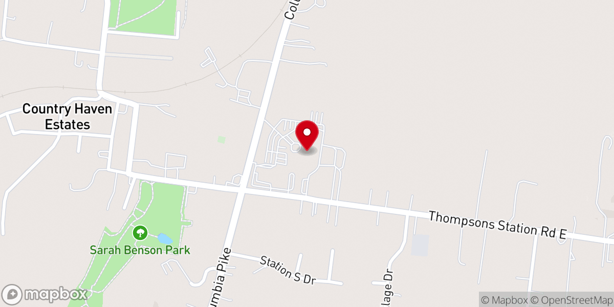 Map showing location of Thompson Station Church
