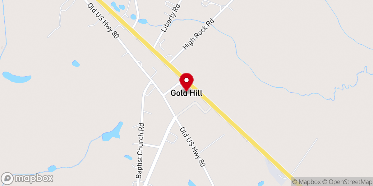 Map showing location of Gold Hill