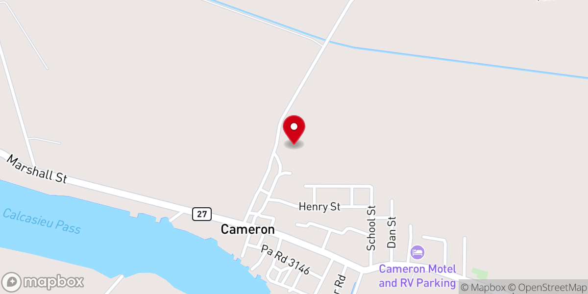 Map showing location of Cameron Parish Sheriff Department