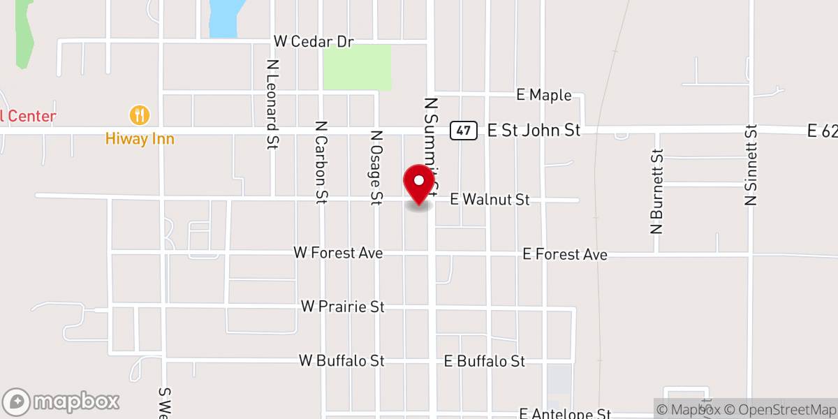 Map showing location of First Christian Church