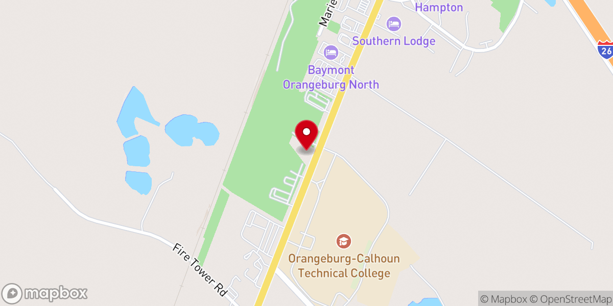 Map showing location of Orangeburg-Calhoun Baptist Association