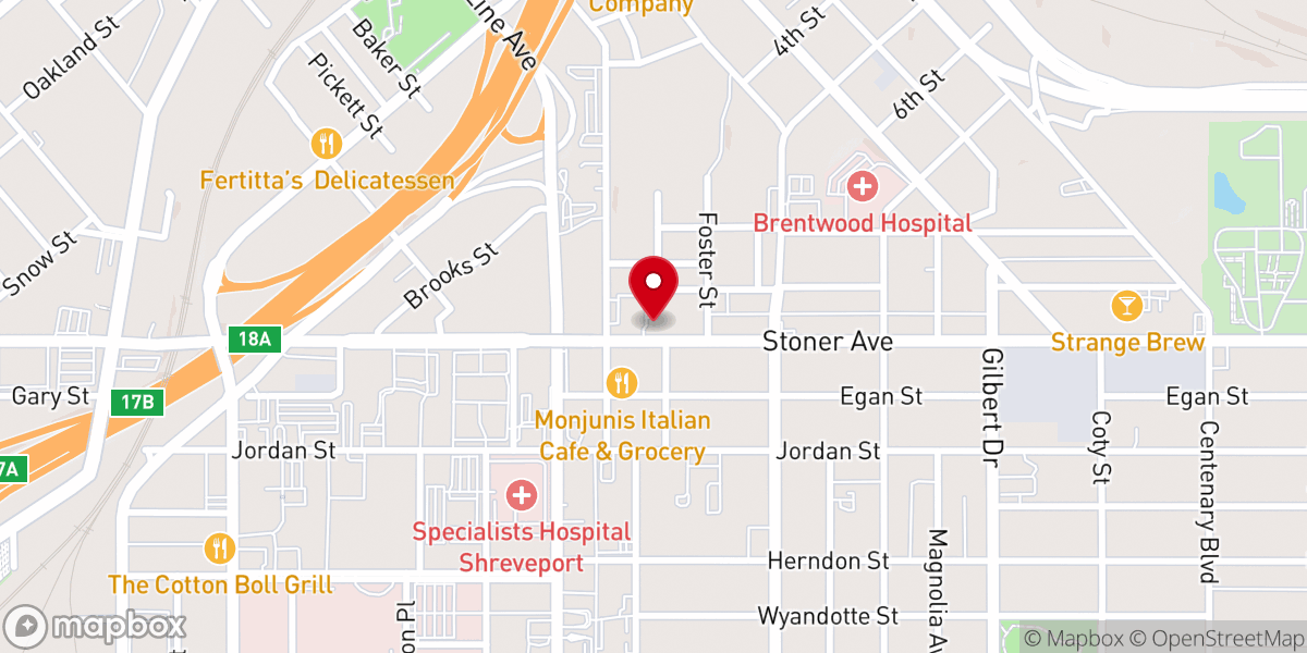 Map showing location of Unity Church of Shreveport
