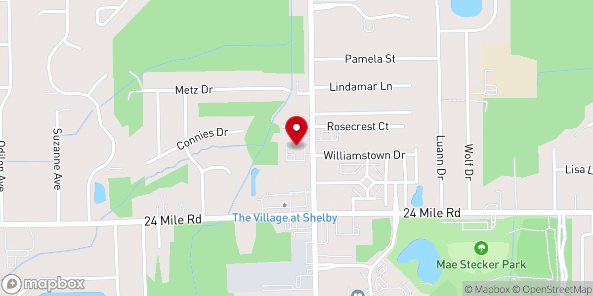 Map showing location of Lakepointe Church
