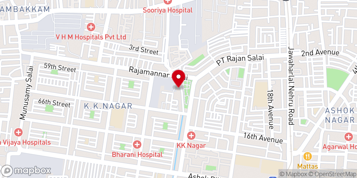 Map showing location of Aca kk nagar ministries