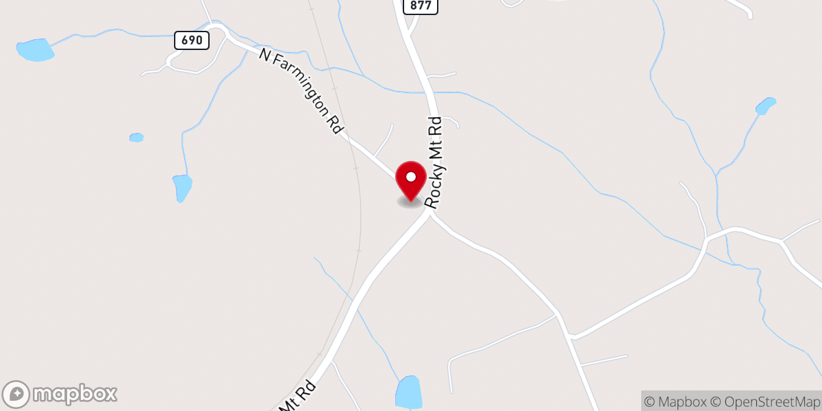 Map showing location of Rocky Mount Baptist Church