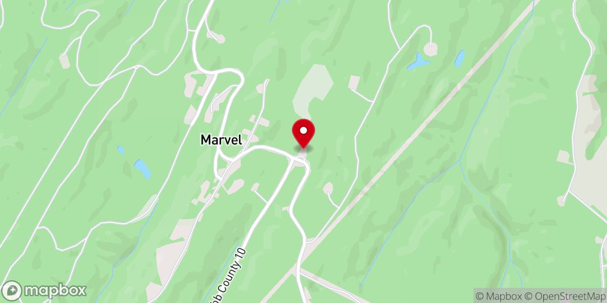 Map showing location of Marvel Baptist Church