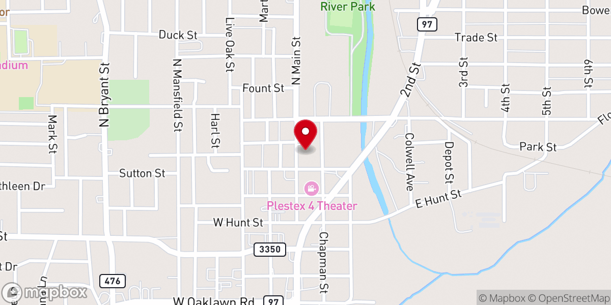 Map showing location of First Methodist Church of Pleasanton