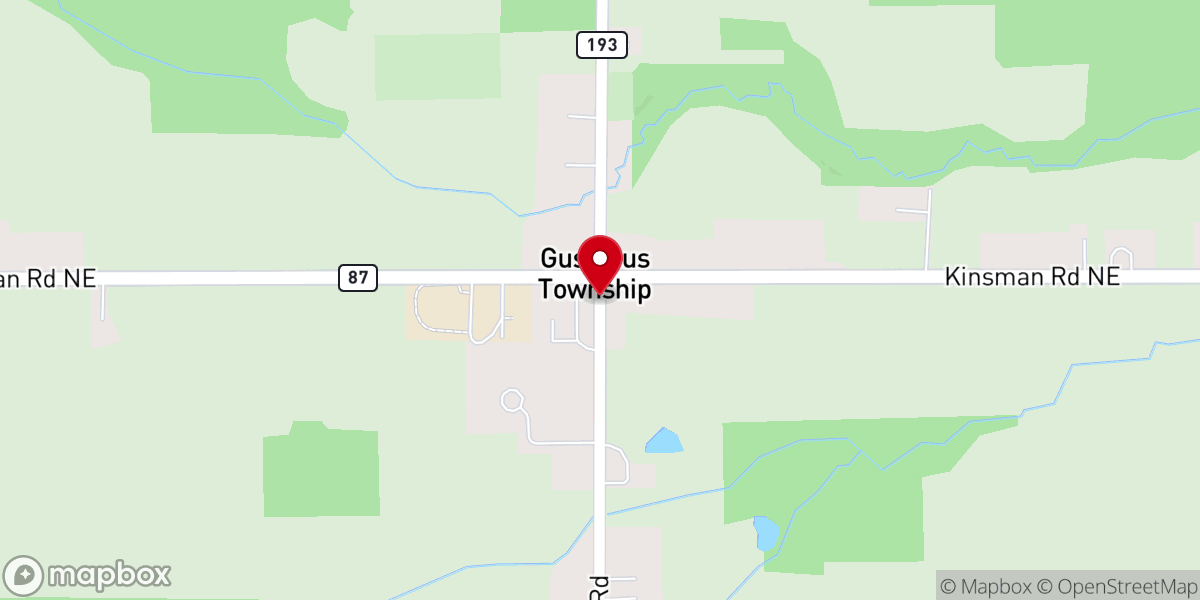 Map showing location of Gustavus Center Historic District