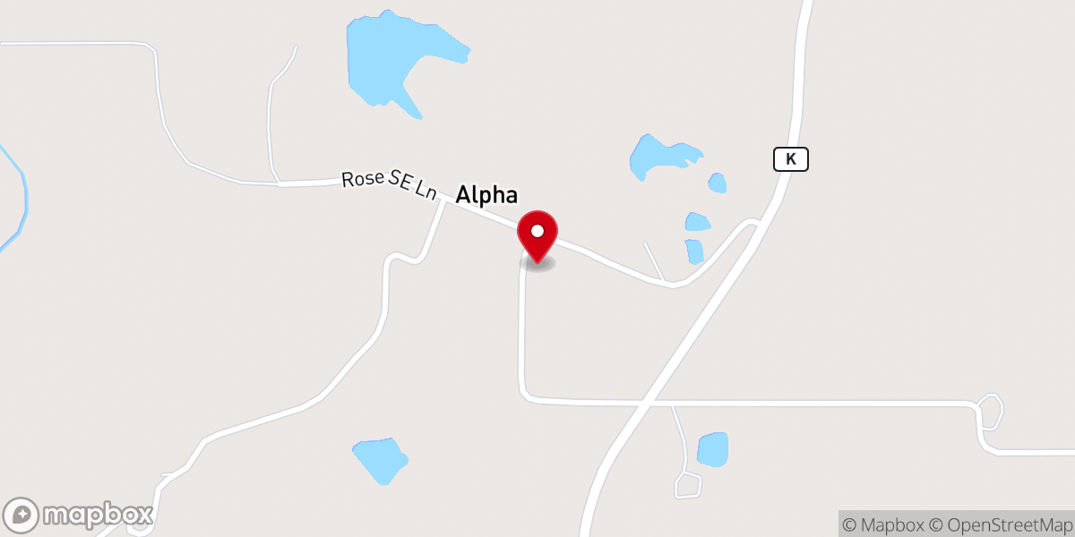 Map showing location of Alpha Baptist Church