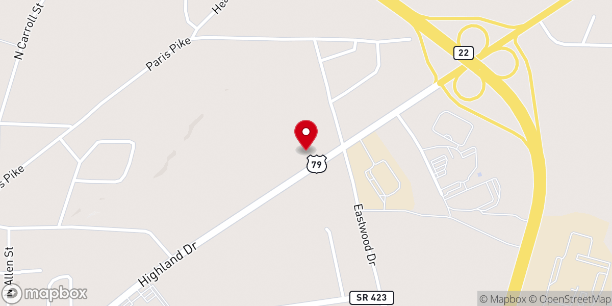 Map showing location of First Cumberland Presbyterian Church - McKenzie, TN
