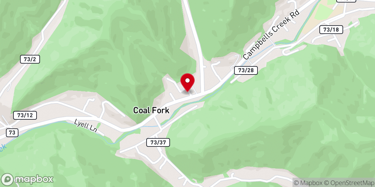 Map showing location of Campbells Creek Church of the Nazarene