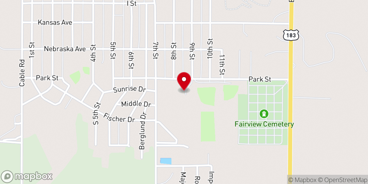 Map showing location of Huck Boyd Community Center