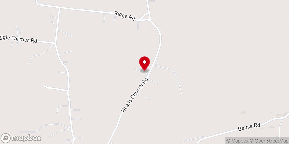 Map showing location of Heads Free Will Baptist Church