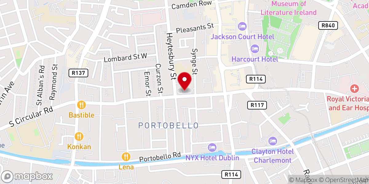 Map showing location of Saint Kevin's Church