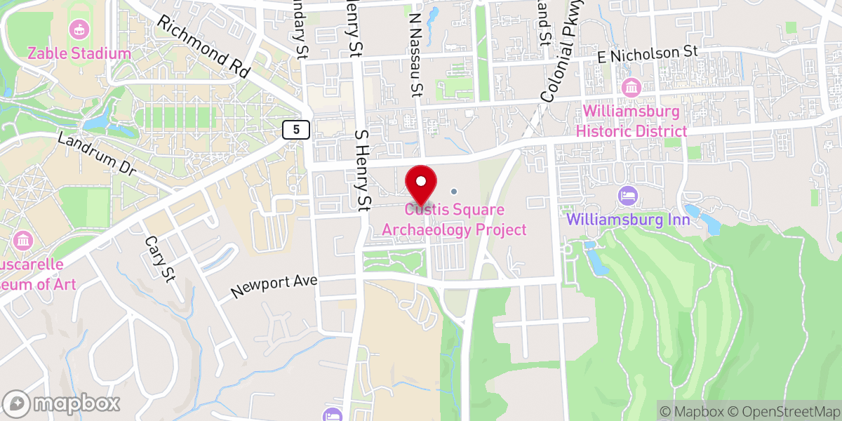 Map showing location of The Art Museums of Colonial Williamsburg