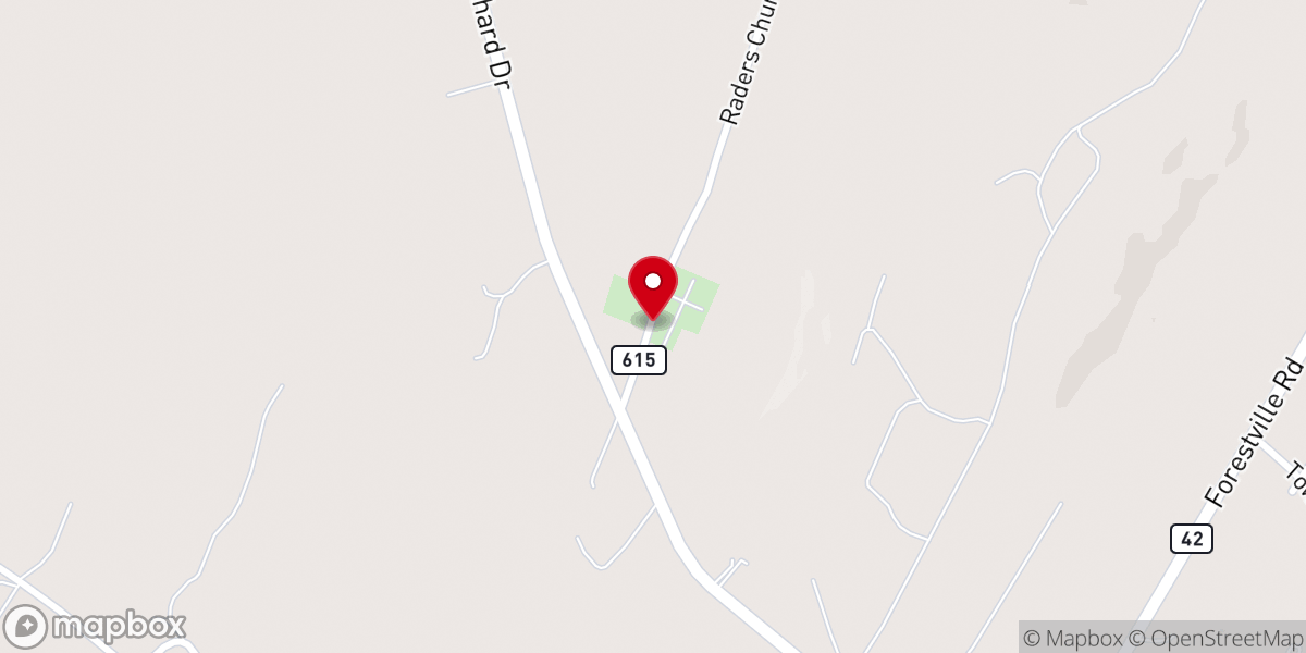 Map showing location of Rader Lutheran Church