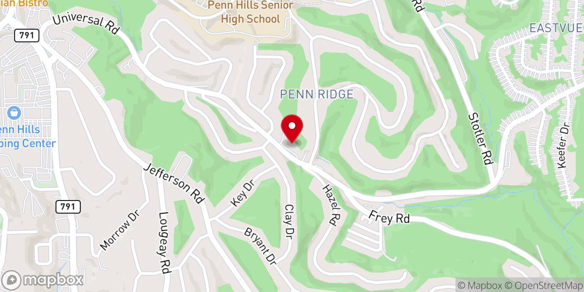 Map showing location of Penn Hills Free Methodist Church