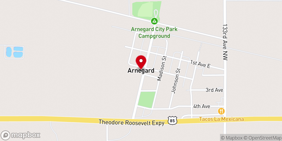 Map showing location of Arnegard