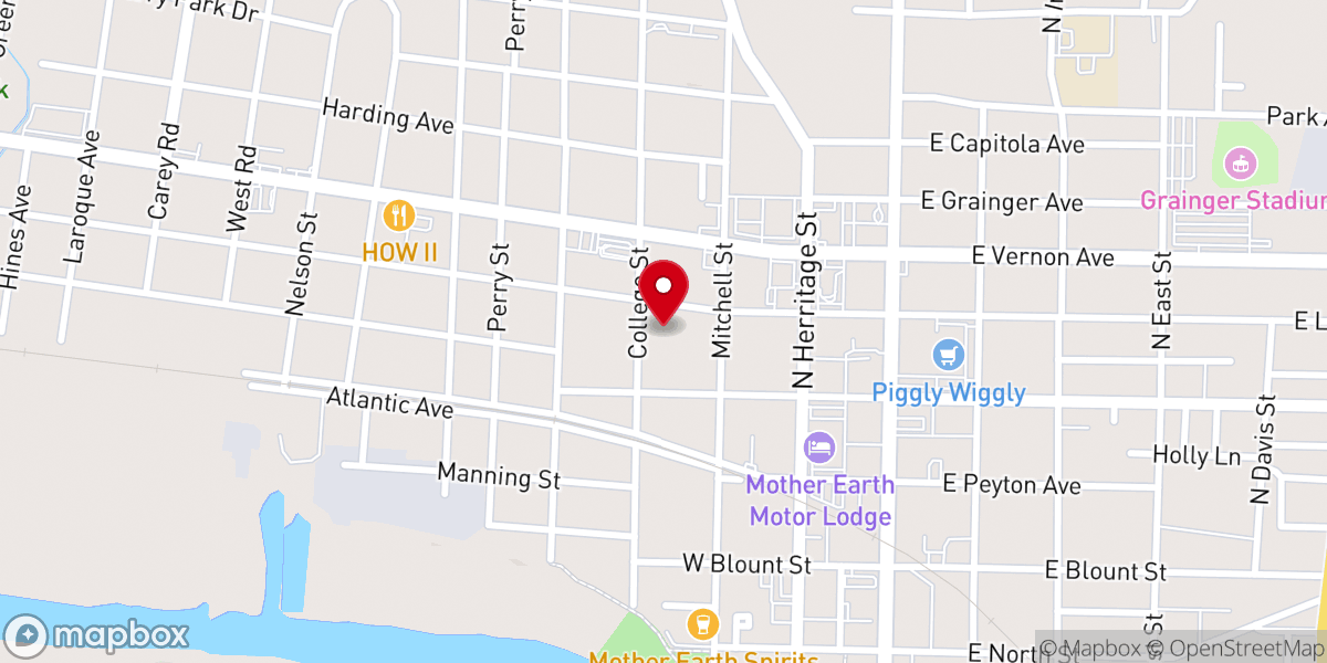 Map showing location of Temple of Deliverance Worship Center T.O.D.