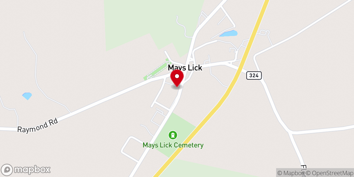 Map showing location of Mayslick Christian Church