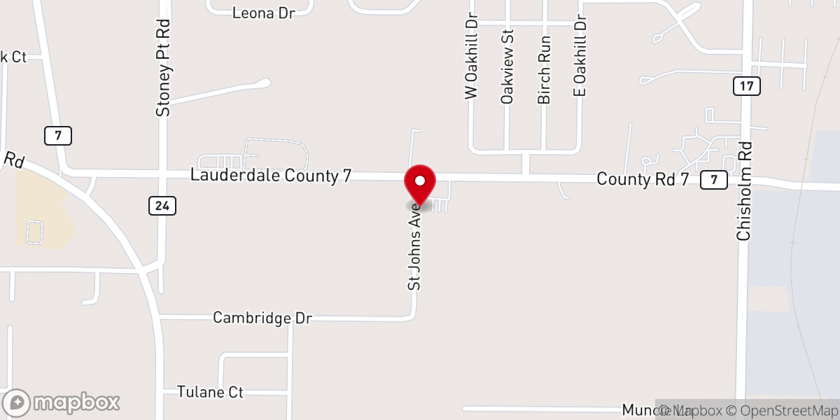 Map showing location of Saint Johns United Methodist Church