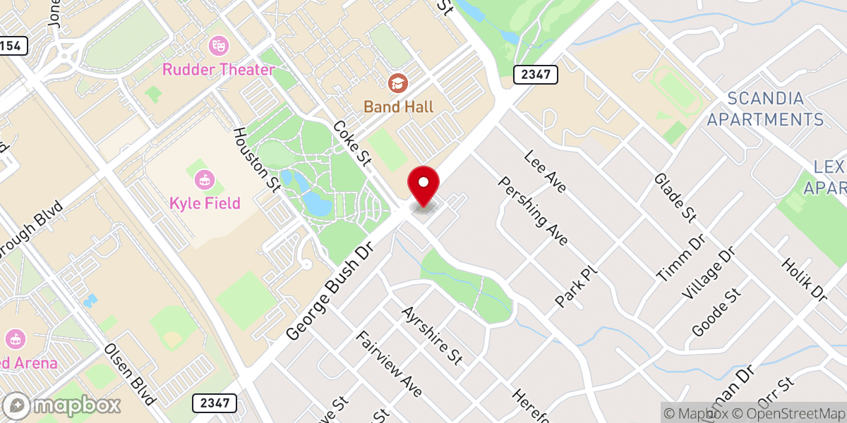 Map showing location of Texas A&M A.I. & Manet Schepps Hillel Center