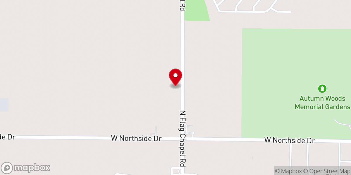 Map showing location of Green Pastures Baptist Church