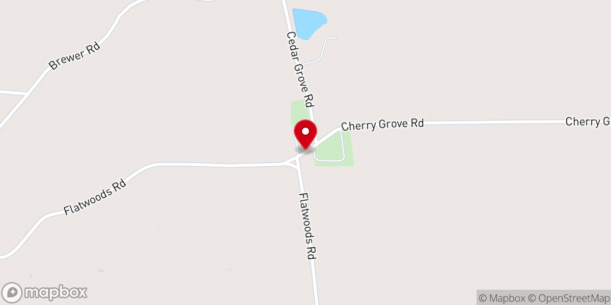 Map showing location of Flatwoods United Methodist Church
