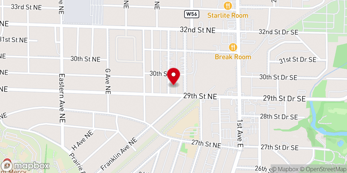 Map showing location of Grace Brethren Church of Cedar Rapids