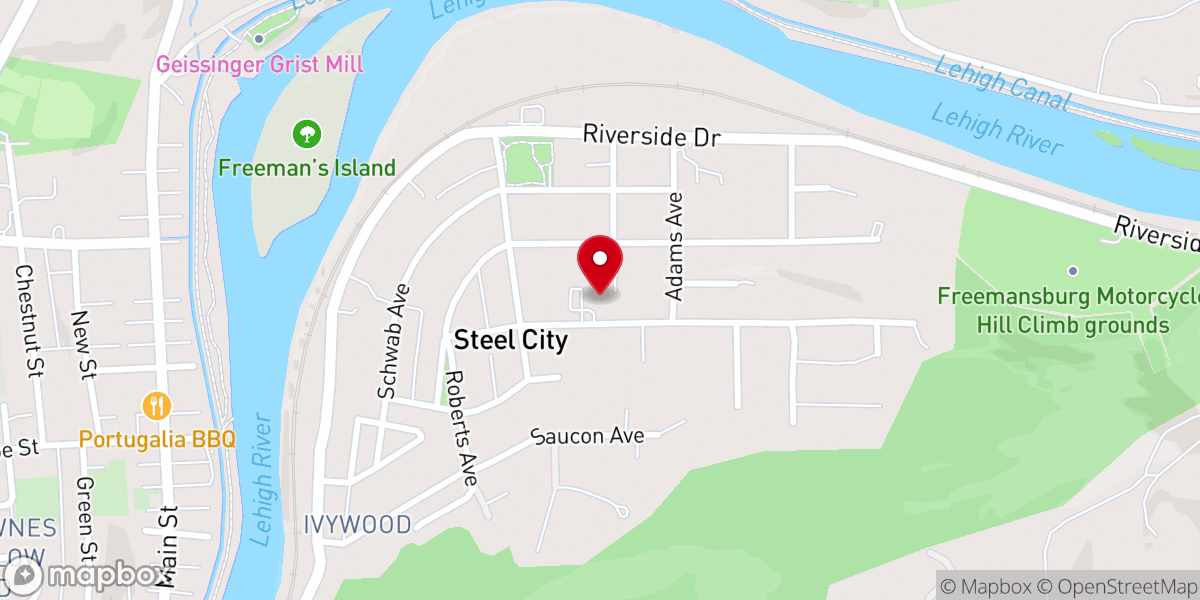 Map showing location of Steel City Mennonite Church