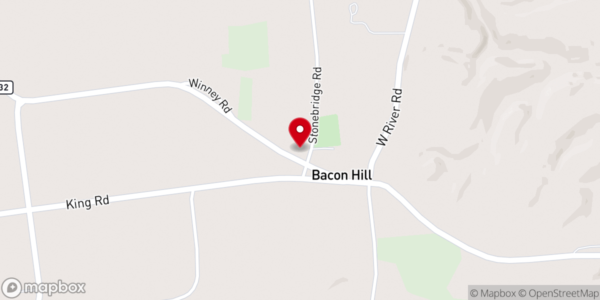 Map showing location of Bacon Hill Reformed Church
