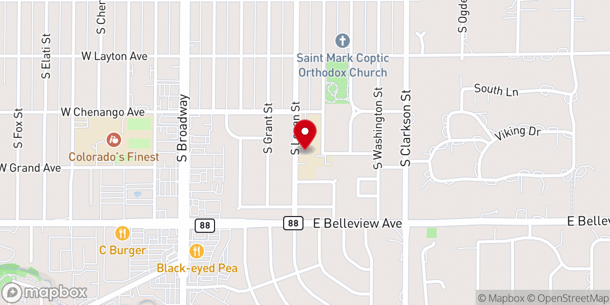 Map showing location of All Souls Catholic Parish