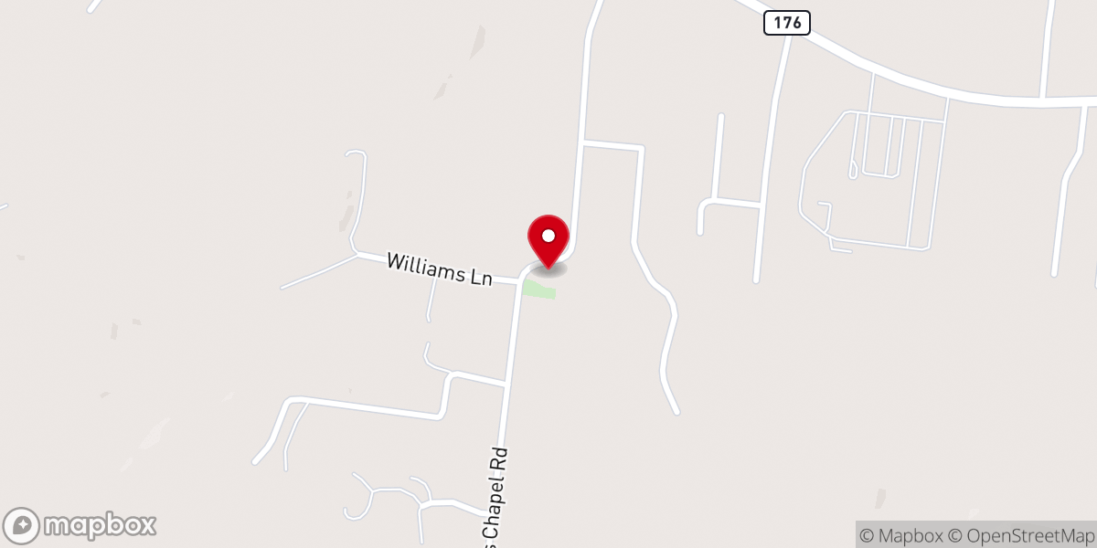 Map showing location of Jernigan Church