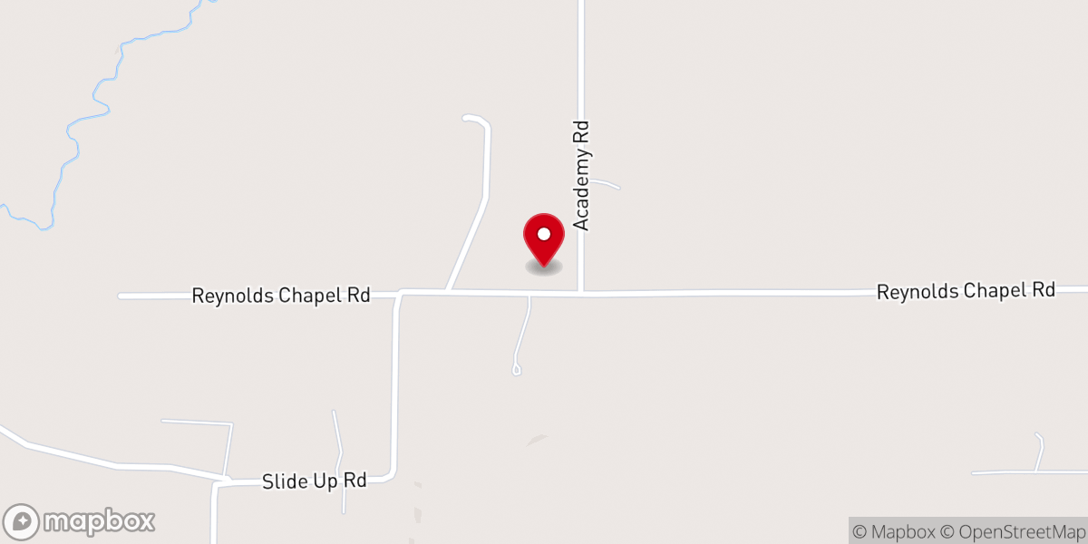 Map showing location of Reynolds Chapel Baptist Church