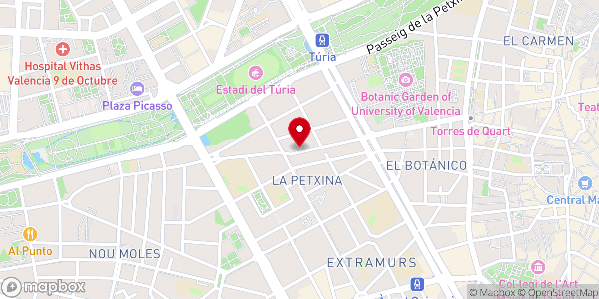 Map showing location of Primera Iglesia Evangélica Bautista (IEB)