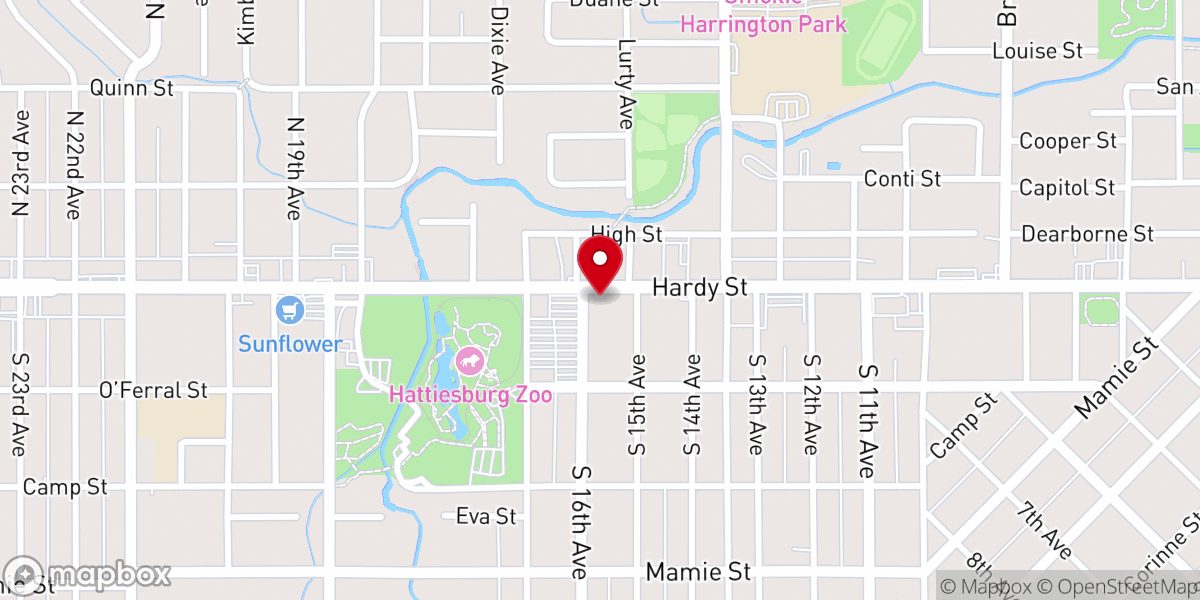 Map showing location of Hardy Street Baptist Church