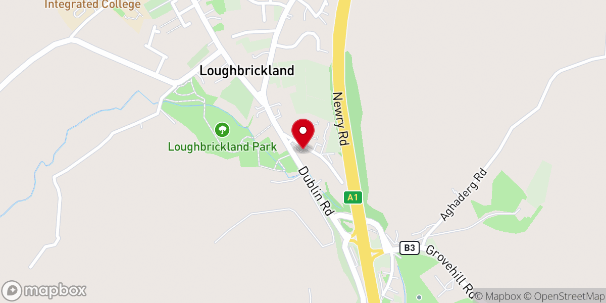 Map showing location of Loughbrickland Reformed Presbyterian Church
